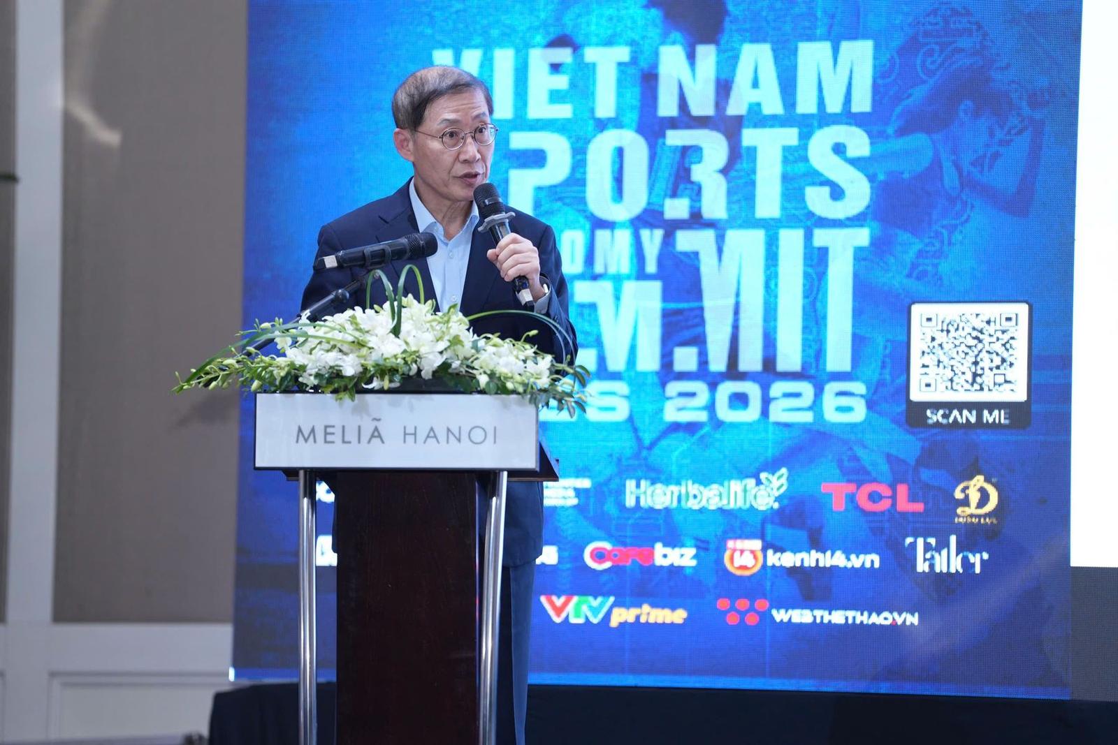 Ông Cho Hyun Jae, Chủ tịch Quỹ Xúc tiến Thể thao Hàn Quốc, phát biểu